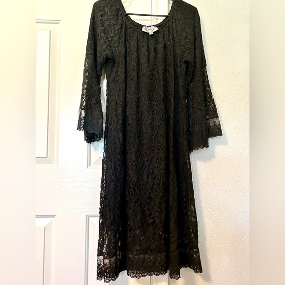 L&B Black Lace Western Style Dress Size S/M - Picture 11 of 16